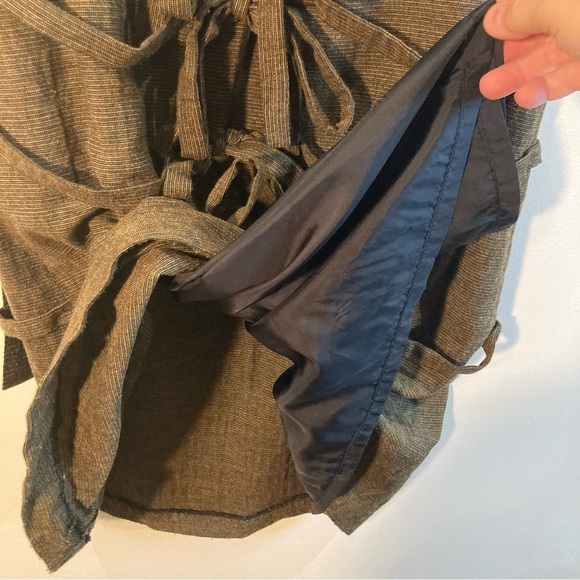 OBAKKI Sz 2 Wool Blend Lined Slight A  Line Straps Bows Zipper Closure Skirt - Picture 7 of 9